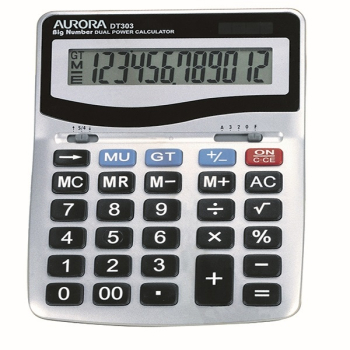 Aurora Grey/Black 12-Digit Desk Calculator DT303