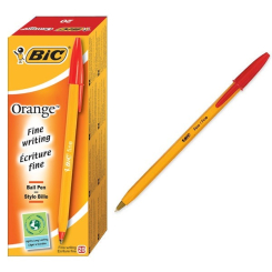 Bic Orange Fine Ballpoint Red Ink Pen (Pack of 20)