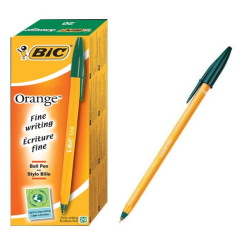 Bic Orange Fine Ballpoint Green Ink Pen (Pack of 20)