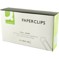 Q-Connect 32mm No Tear Paperclips (Pack of 10 x 100)