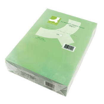 Q-Connect Bright Green Coloured A4 Copier Paper 80gsm Ream (Pack of 500) - KF01429