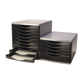 Q-Connect Black and Grey 10 Drawer Tower