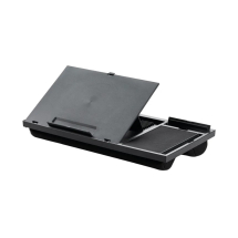 Q-Connect Height Adjustable Laptop Stand with Mousepad and Phone Holder Black