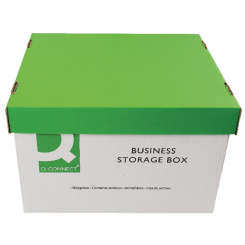 Q-Connect Green and White Business Storage Box 335x400x250mm (Pack of 10)