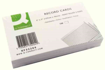 Q-Connect Record Card 5x3 Inches Ruled Feint White (Pack of 100)