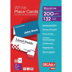 Decadry Perforated Place Cards 200gsm White (Pack of 132)