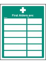 First Aiders Are 300x250mm - Rigid Plastic