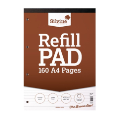 Silvine Punched 4 Hole Headbound 80 Leaf Ruled Feint Refill A4 Pad (Pack of 6)