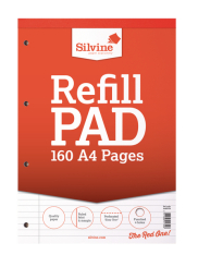 Silvine Punched 4 Hole Headbound 80 Leaf Ruled Feint and Margin Refill A4 Pad (Pack of 6)